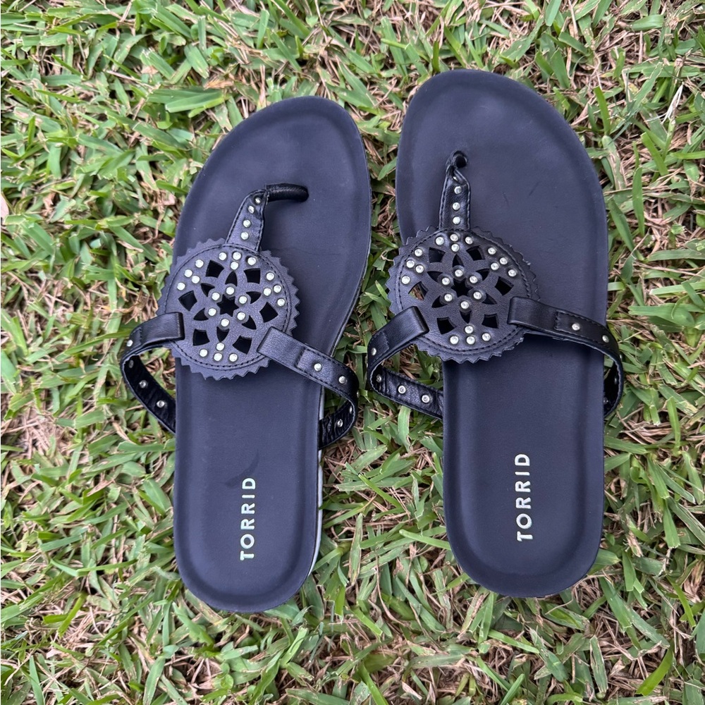 Torrid Black Sandals with Studded Design